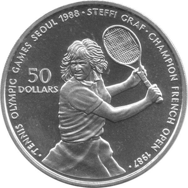 Niue 50 Dollars 1987 - XXIV. Olympische Sommerspiele 1988 in Seoul "Steffi Graf" - Silber PP