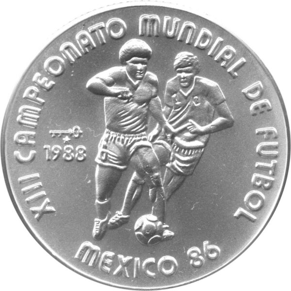 Kuba 5 Pesos 1988 - XIII. Fußball WM 1986 in Mexiko "Zweikampf" - Silber