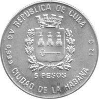 Kuba 5 Pesos 1988 - UEFA Fußball-EM 1988 in Deutschland "Spielszene" - Silber