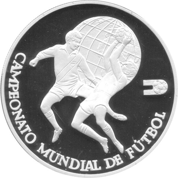 Peru 5.000 Soles 1982 - XII. Fußball WM 1982 in Spanien "Spielszene" - Silber PP