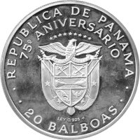 Panama 20 Balboas 1978 - 75. Jahrestag der Unabhängigkeit - Silber