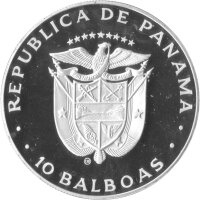Panama 10 Balboas 1982 - XII. Fußball WM 1982 in Spanien "Zweikampf" - Silber PP
