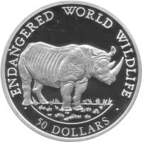 Cook Islands 50 Dollars 1990 - Bedrohte Tierwelt...