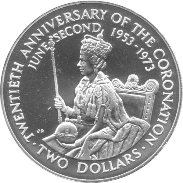 Cook Islands 2 Dollars 1973 - 20. Jahrestag der Kröning von Elisabeth II. - Silber PP