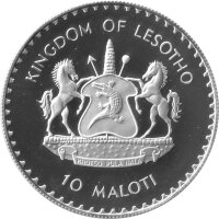 Lesotho 10 Maloti 1982 - XII. Fußball WM 1982 in Spanien "Zweikampf" - Silber PP