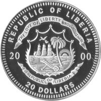 Liberia 20 Dollars 2000 - Schiffe "H.M.S. Victory" - Silber PP