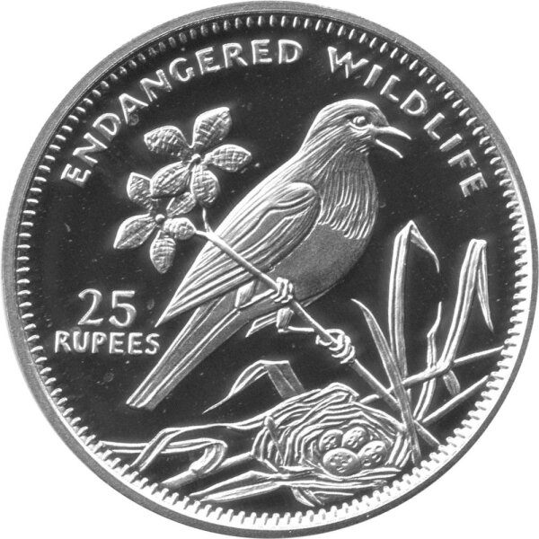 Seychellen 25 Rupees 1993 - Elster Robin - Silber PP