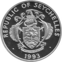 Seychellen 25 Rupees 1993 - Elster Robin - Silber PP