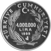 Türkei 4.000.000 Lira 1999 - Bosporus-Universität - Silber PP