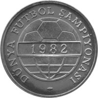 Türkei 100 Lira 1982 - XII. Fußball WM 1982 in Spanien "Stürmer" - Kupfer-Nickel