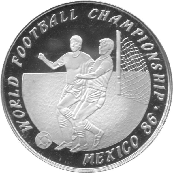 Laos 50 Kip 1988 - XIII. Fußball WM 1986 in Mexiko "Zweikampf" - Silber PP