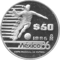 Mexiko 50 Pesos 1985 - XIII. Fußball WM 1986 in...