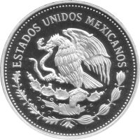 Mexiko 100 Pesos 1986 - XIII. Fußball WM 1986 in Mexiko "Torhüter fängt den Ball" - Silber PP