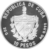 Kuba 10 Pesos 1992 - Kubas Postgeschichte "Correo de Cabotaje" - Silber PP