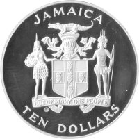 Jamaica 10 Dollars 1982 - XII. Fußball WM 1982 in Spanien "Einwurf" - Silber PP