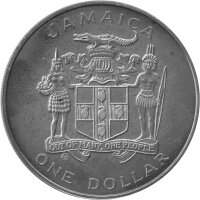 Jamaica 1 Dollar 1982 - XII. Fußball WM 1982 in Spanien "Torhüter fängt den Ball" - Kupfer-Nickel