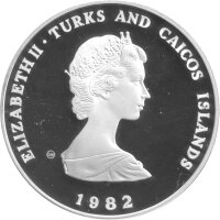 Turks & Caicos 10 Crowns 1982 - XII. Fußball WM 1982 in Spanien - "Zweikampf" Silber PP