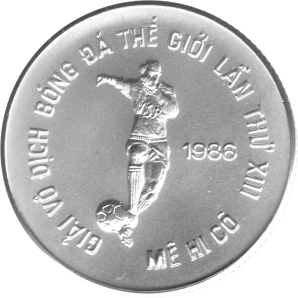 Vietnam 100 Dong 1986 - XIII. Fußball WM 1986 in Mexiko "Fußballspieler mit Ball" - Silber