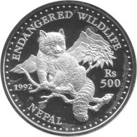 Nepal 500 Rupees 1992 - Bedrohte Tierwelt "Roter...