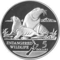 Neuseeland 5 Dollars 1993 - Bedrohte Tierwelt...