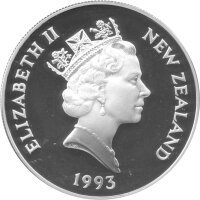 Neuseeland 5 Dollars 1993 - Bedrohte Tierwelt "Hooker-Seelöwen"  - Silber PP