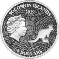 Solomon Islands 5 Dollars 2019 - Formen Australiens "Rotes Känguru" - 1 oz Silber PP