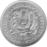 Dominikanische Republik 1 Peso 1963 - 100. Jahrestag der Wiederherstellung der Republik - Silber