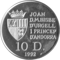 Andorra 10 Diners 1992 - Wildtiere "Braunbär" - Silber PP