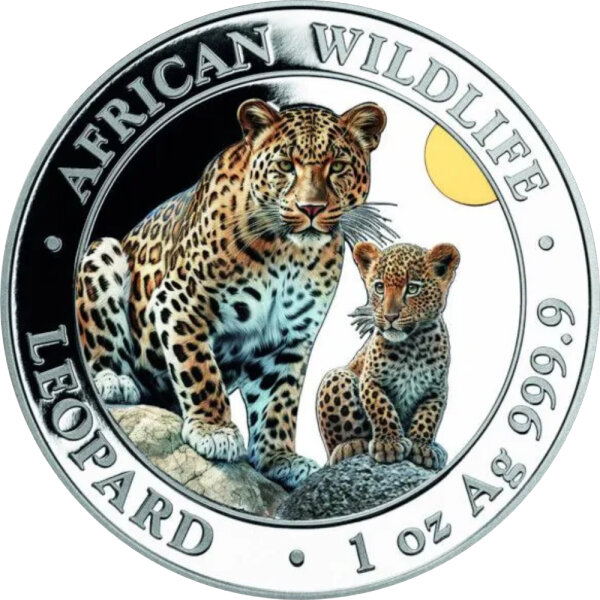 Somalia Leopard 2024 1 oz Silber - Farbapplikation