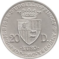Andorra 20 Diners 1997 - 40 Jahre Römische Verträge - Silber mit Goldeinlage
