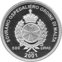 Malteserorden 500 Liras 2001 - Athene - Silber PP