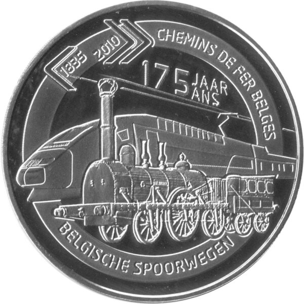 Belgien 5 Euro 2010 - 175 Jahre Belgische Eisenbahn - Silber PP