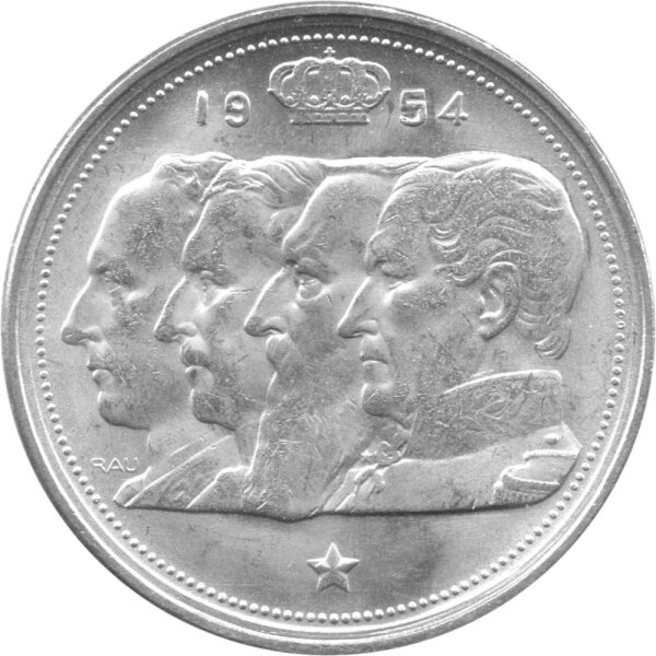 Belgien 100 Francs 1954 - König Baudouin I. - Umlaufmünze Silber