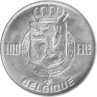 Belgien 100 Francs 1954 - König Baudouin I. - Umlaufmünze Silber