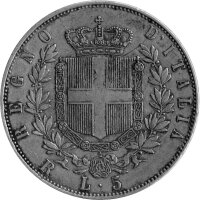Italien 5 Lire 1876 - König Vittorio Emanuele II. - Silber