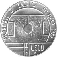 San Marino 500 Lire 1986 - XIII. Fußball WM 1986 in Mexiko "Flaggen" - Silber