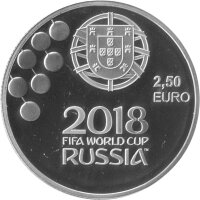 Portugal 2,5 Euro 2018 - XXI. Fußball WM 2018 in Rußland "Stürmer"- Silber PP