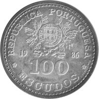 Portugal 100 Escudos 1986 - XIII. Fußball WM 1986 in Mexiko - Silber