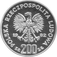 Polen 200 Zlotych 1982 - XII. Fußball WM 1982 in Spanien "Torhüter" - Silber PP