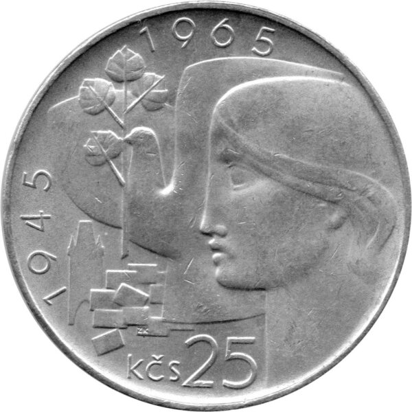 Tschechoslowakei 25 Kronen 1965 - 20. Jahrestag der Befreiung der Tschechoslowakei - Silber