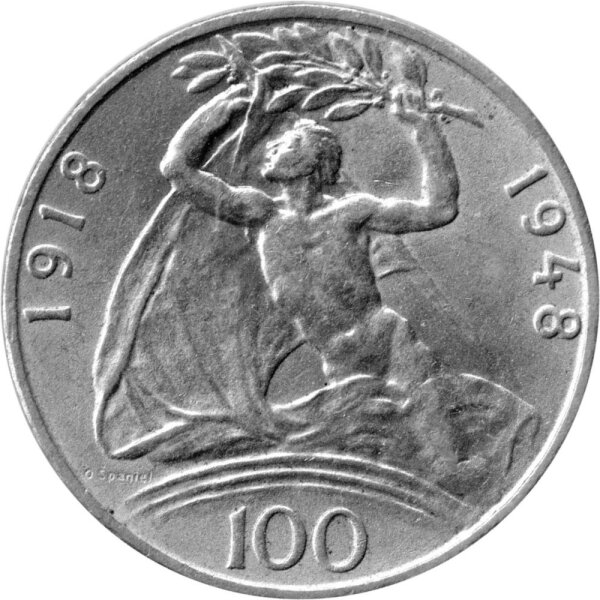 Tschechoslowakei 100 Kronen 1948 - 30. Jahrestag der Unabhängigkeit - Silber