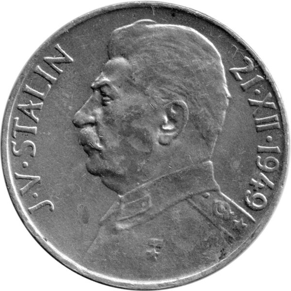 Tschechoslowakei 100 Kronen 1949 - 70. Geburtstag von Josef Stalin - Silber