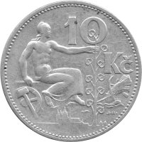 Tschechoslowakei 10 Kronen 1932 - Umlaufmünze - Silber