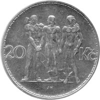Tschechoslowakei 20 Kronen 1933 - Umlaufmünze - Silber