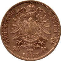 J.290 Württemberg 20 Mark 1872-1873 - König Karl - Gold -ss