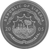 Liberia 5 Dollars 2005 - XVIII. Fußball WM 2006 in Deutschland "Allianz Arena" - Kupfer-Nickel