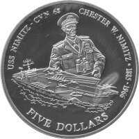 Liberia 5 Dollars 2001 - USS Nimitz (CVN-68) - Kupfer-Nickel