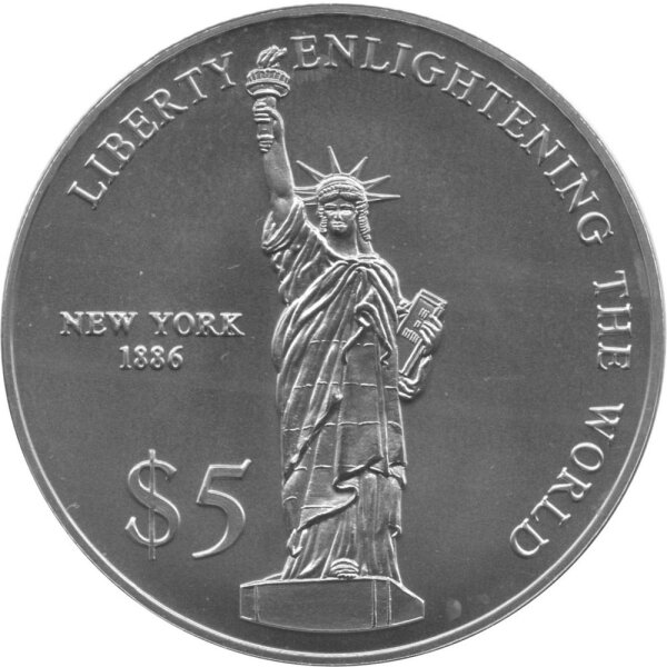 Liberia 5 Dollars 2000 - Freiheit erhellt die Welt - Kupfer-Nickel