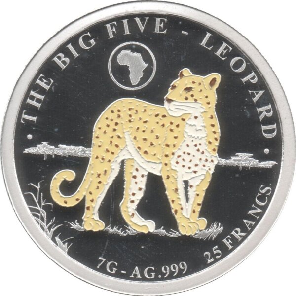 Burundi 25 Francs 2019 - Die großen Fünf "Leopard" - Silber PP koloriert