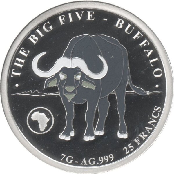 Burundi 25 Francs 2019 - Die großen Fünf "Wasserbüffel" - Silber PP koloriert